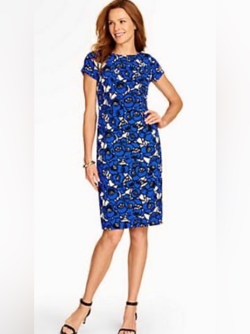 Talbots Cobalt Blue Floral Sheath Dress